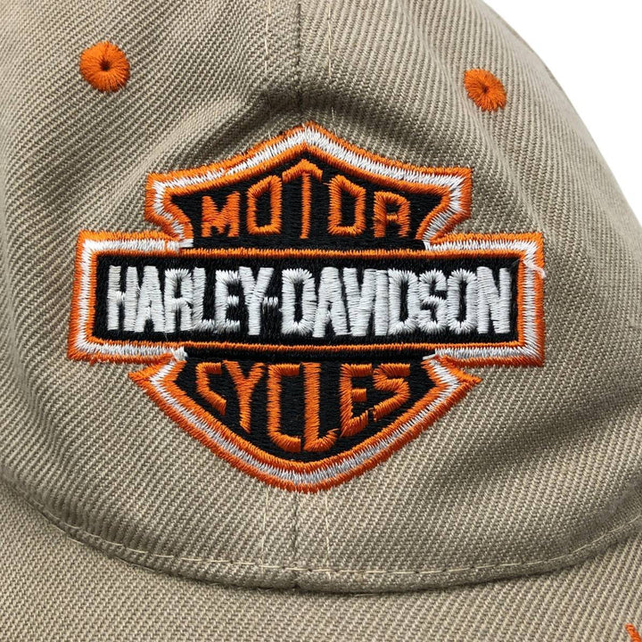 Harley-Davidson Fire Pattern Baseball Cap, 6-Panel, One Size Fits Most cotton Beige type Vintage Second Hand