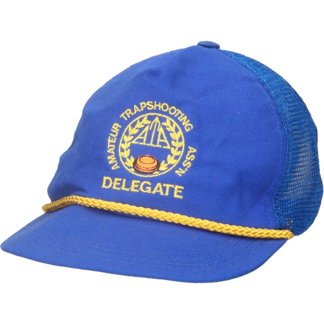 90'S AMATEUR TRAPSHOOTING Trucker Cap Mesh Cap Made in USA One Size Fits All Vintage unclear blue type Vintage Second Hand