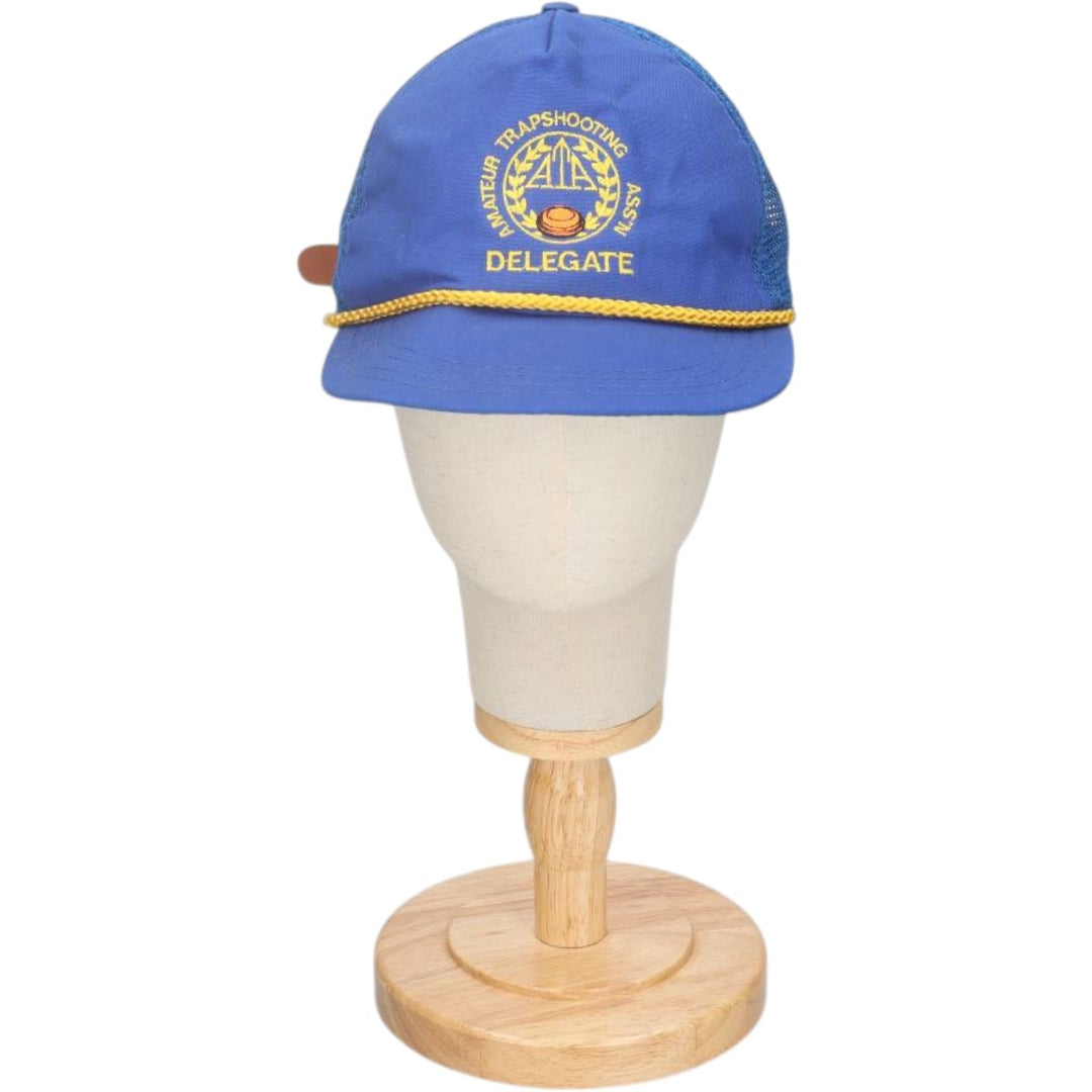 90'S AMATEUR TRAPSHOOTING Trucker Cap Mesh Cap Made in USA One Size Fits All Vintage unclear blue type Vintage Second Hand