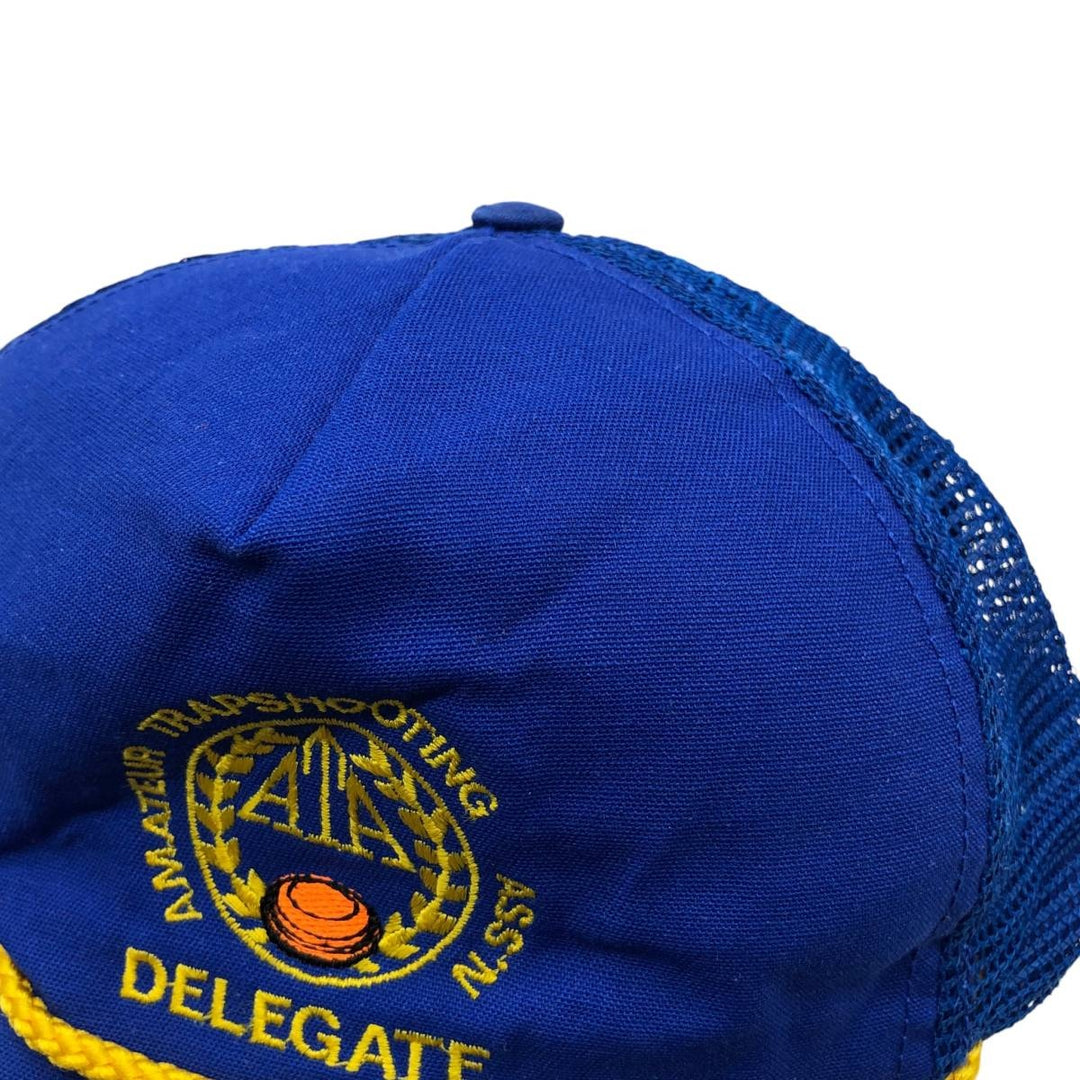 90'S AMATEUR TRAPSHOOTING Trucker Cap Mesh Cap Made in USA One Size Fits All Vintage unclear blue type Vintage Second Hand