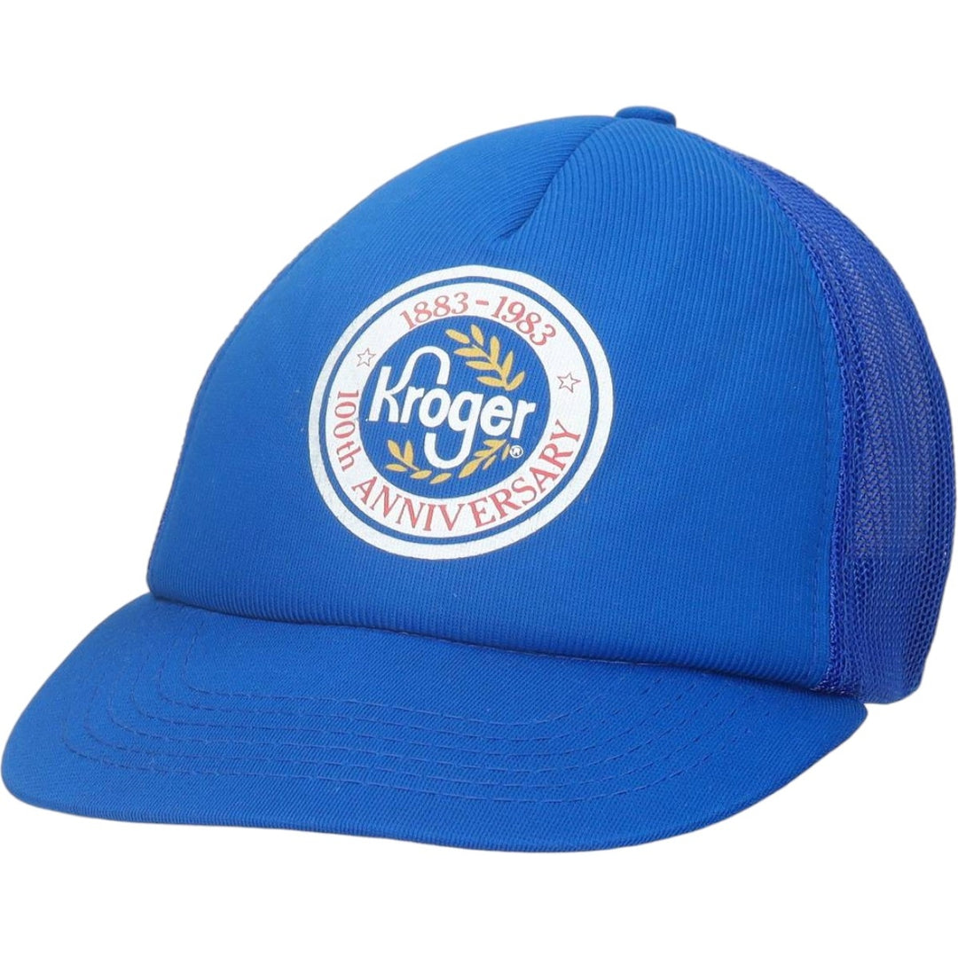 80'S Downers Kroger Advertising Mesh Cap, One Size Fits All, Vintage unclear blue type Vintage Second Hand