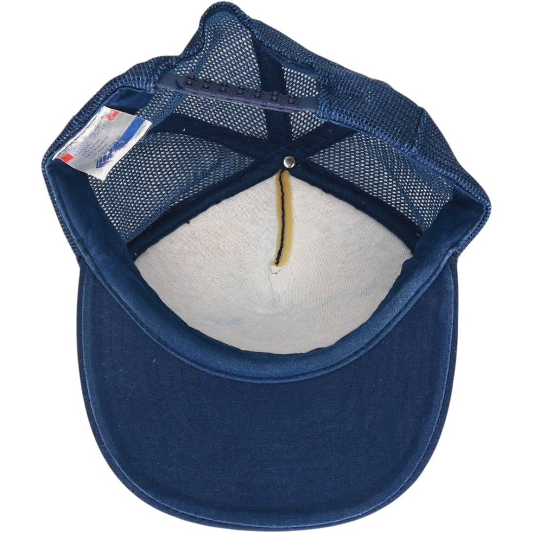 80s-90'S SAN SUN Trucker Cap Mesh Cap, One Size Fits All, Vintage cotton navy blue type Vintage Second Hand