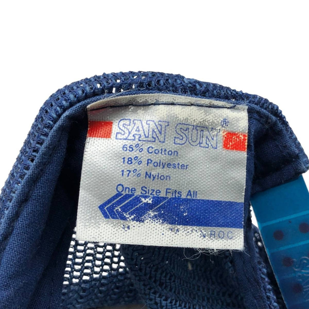 80s-90'S SAN SUN Trucker Cap Mesh Cap, One Size Fits All, Vintage cotton navy blue type Vintage Second Hand