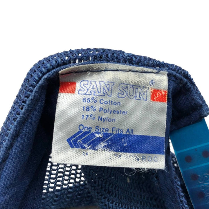 80s-90'S SAN SUN Trucker Cap Mesh Cap, One Size Fits All, Vintage cotton navy blue type Vintage Second Hand