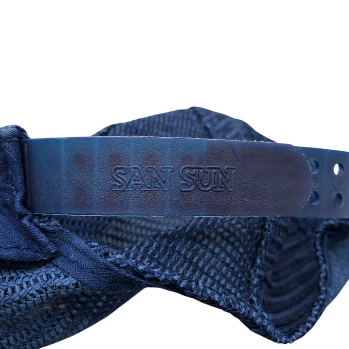80s-90'S SAN SUN Trucker Cap Mesh Cap, One Size Fits All, Vintage cotton navy blue type Vintage Second Hand
