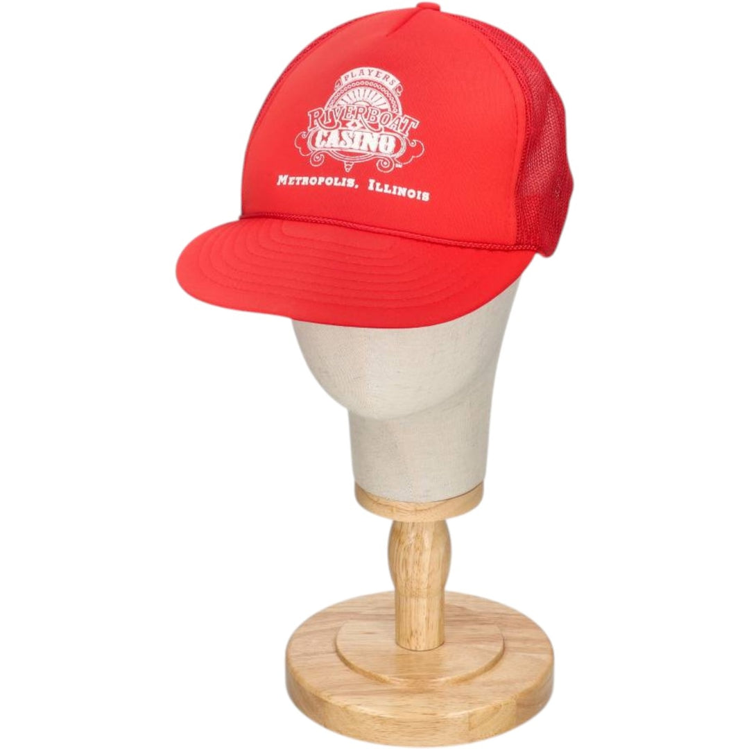 Players Riverboat Casino Tracker Cap, Mesh Cap, One Size Fits All polyester red type Vintage Second Hand