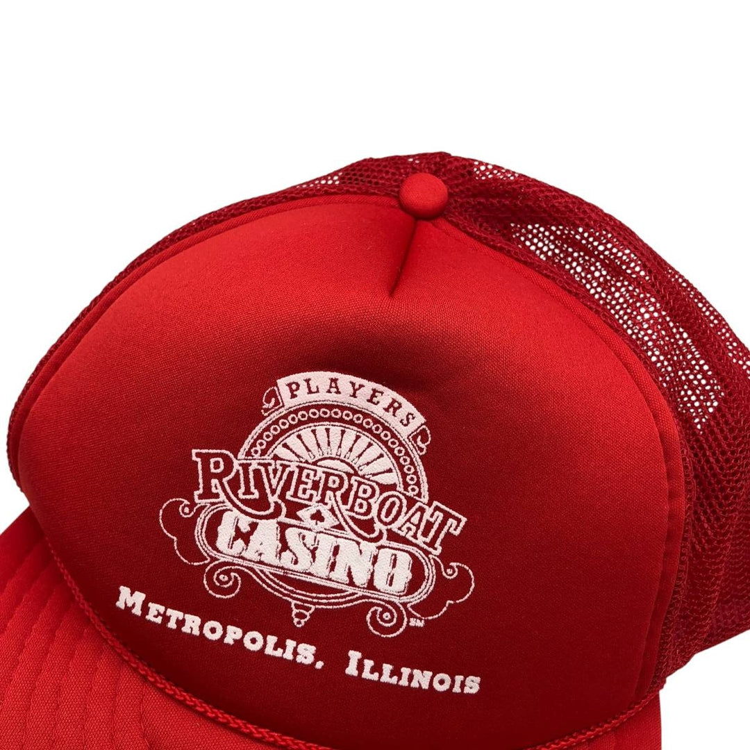 Players Riverboat Casino Tracker Cap, Mesh Cap, One Size Fits All polyester red type Vintage Second Hand