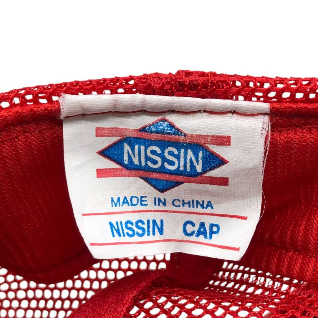 90'S NISSIN CAP Two-tone Trucker Cap Mesh Cap One Size Fits All Vintage unclear red type Vintage Second Hand