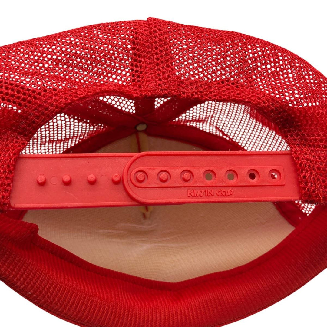 90'S NISSIN CAP Two-tone Trucker Cap Mesh Cap One Size Fits All Vintage unclear red type Vintage Second Hand