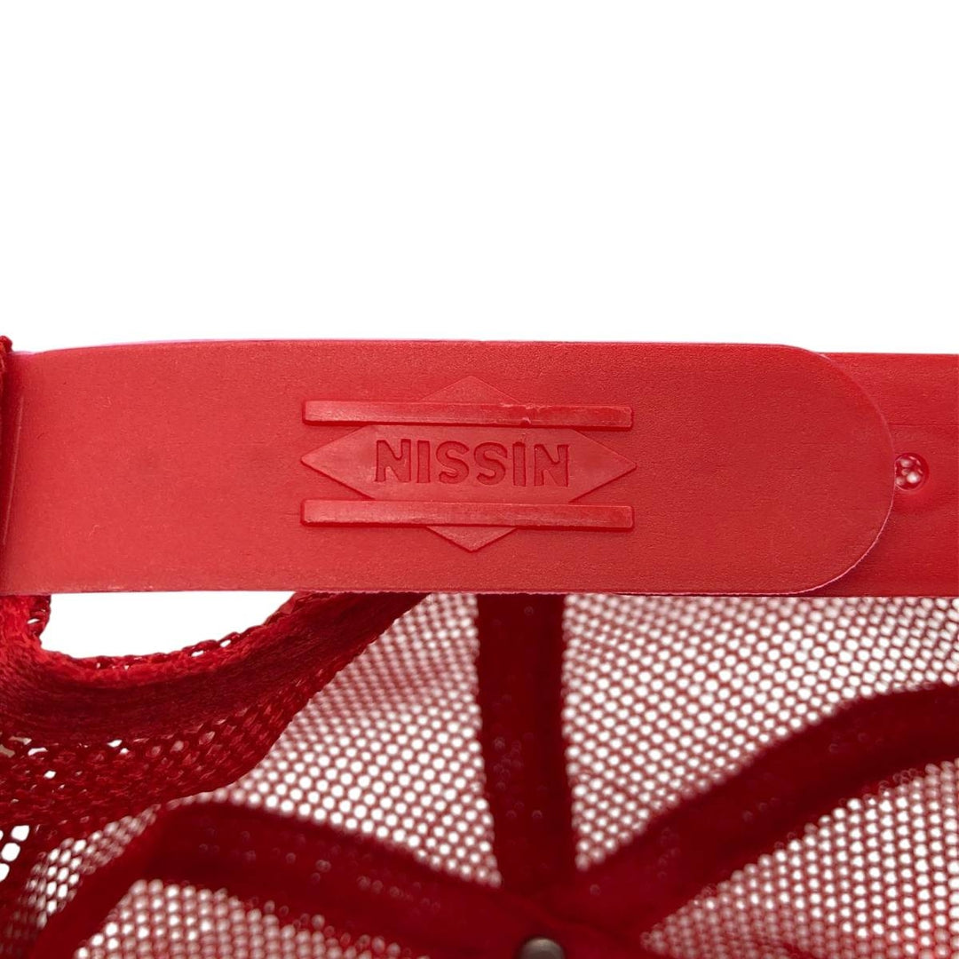 90'S NISSIN CAP Two-tone Trucker Cap Mesh Cap One Size Fits All Vintage unclear red type Vintage Second Hand