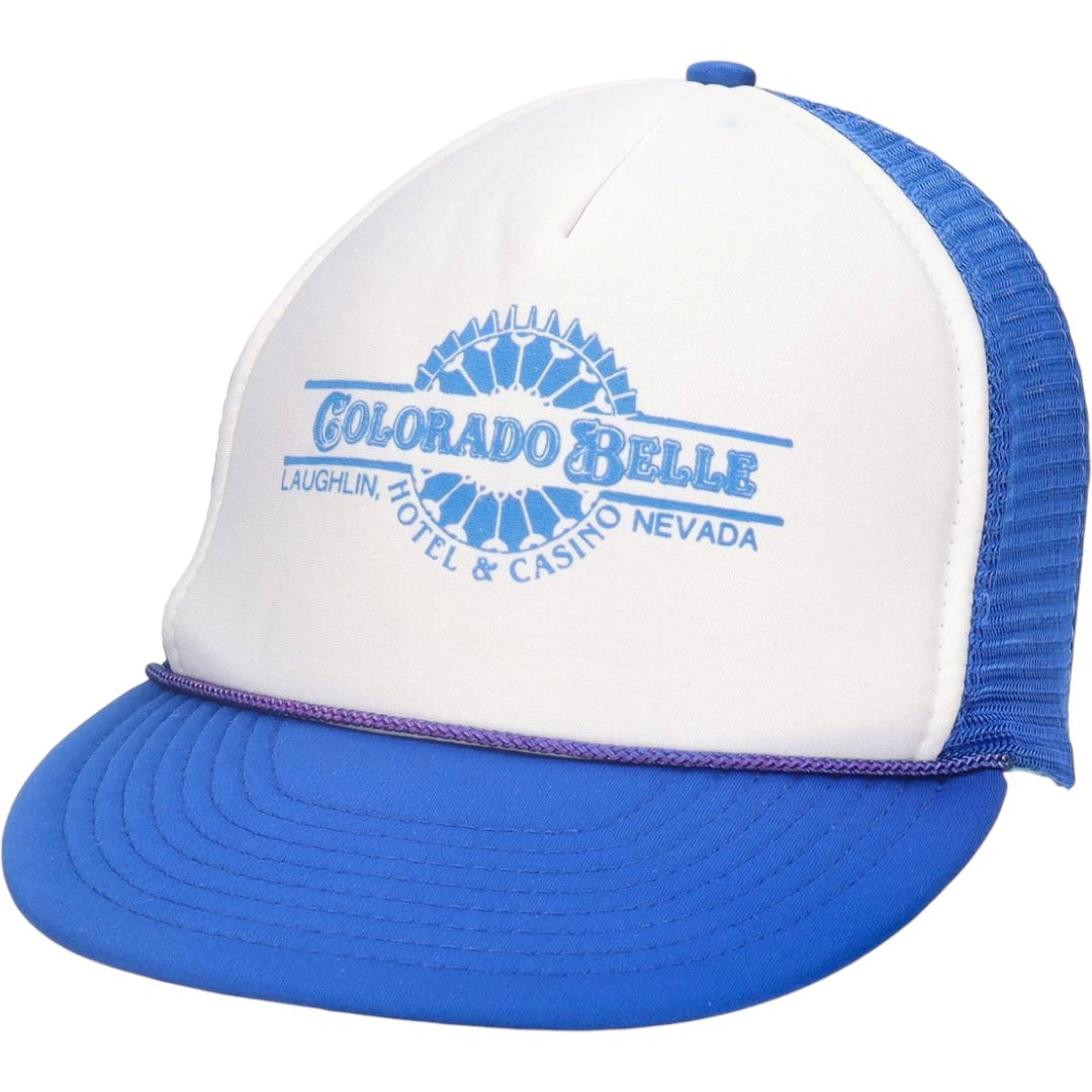 NISSIN Trucker Cap, Two-Tone Mesh Cap, One Size Fits All polyester blue type Vintage Second Hand