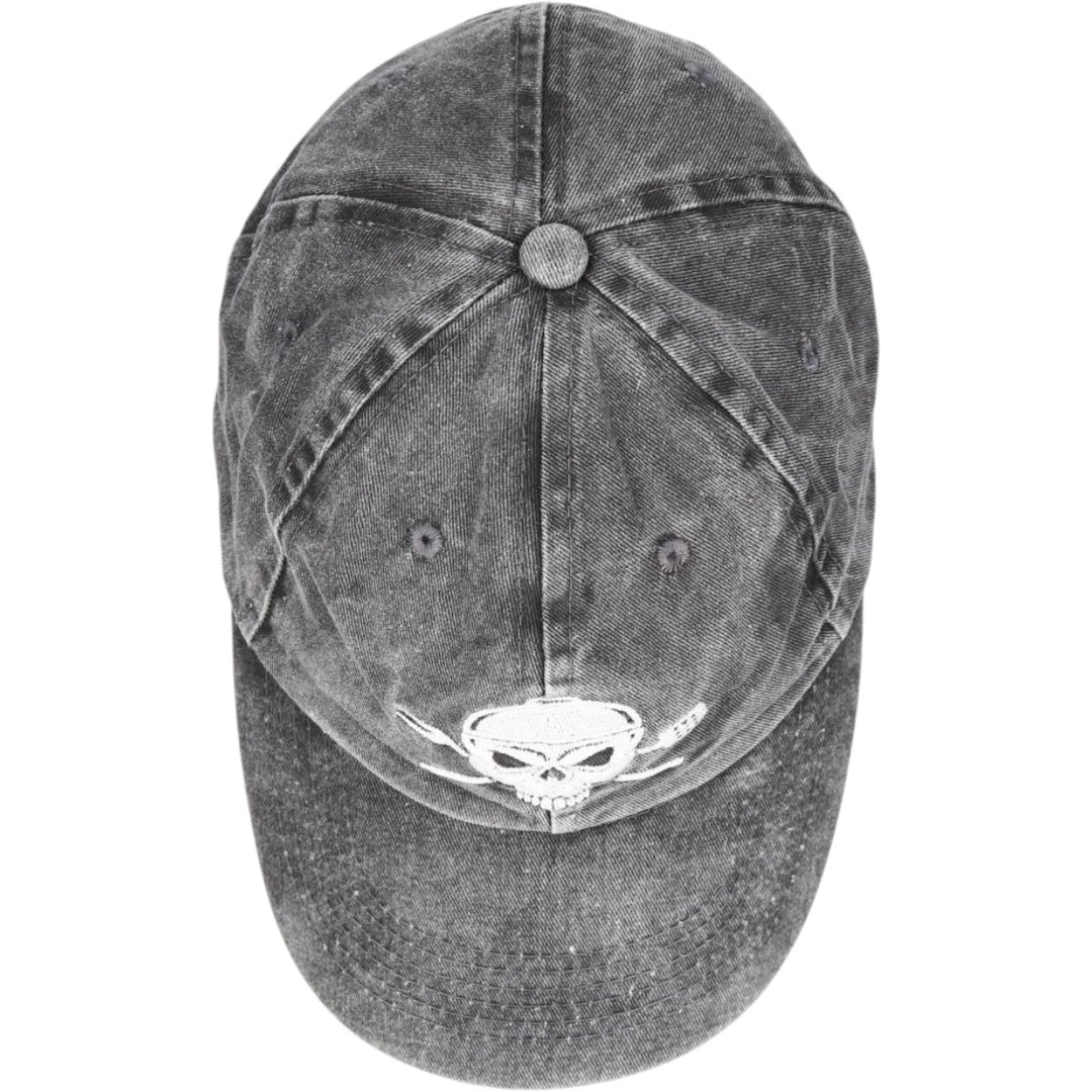 Kurvball Barbecue Whiskey Skull Pattern Baseball Cap, 6-Panel Cap, One Size Fits All unclear Charcoal Vintage Second Hand