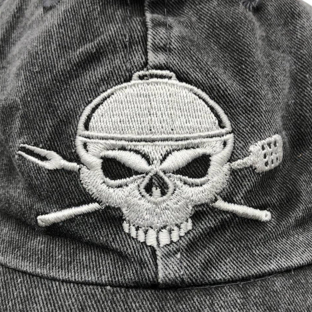 Kurvball Barbecue Whiskey Skull Pattern Baseball Cap, 6-Panel Cap, One Size Fits All unclear Charcoal Vintage Second Hand