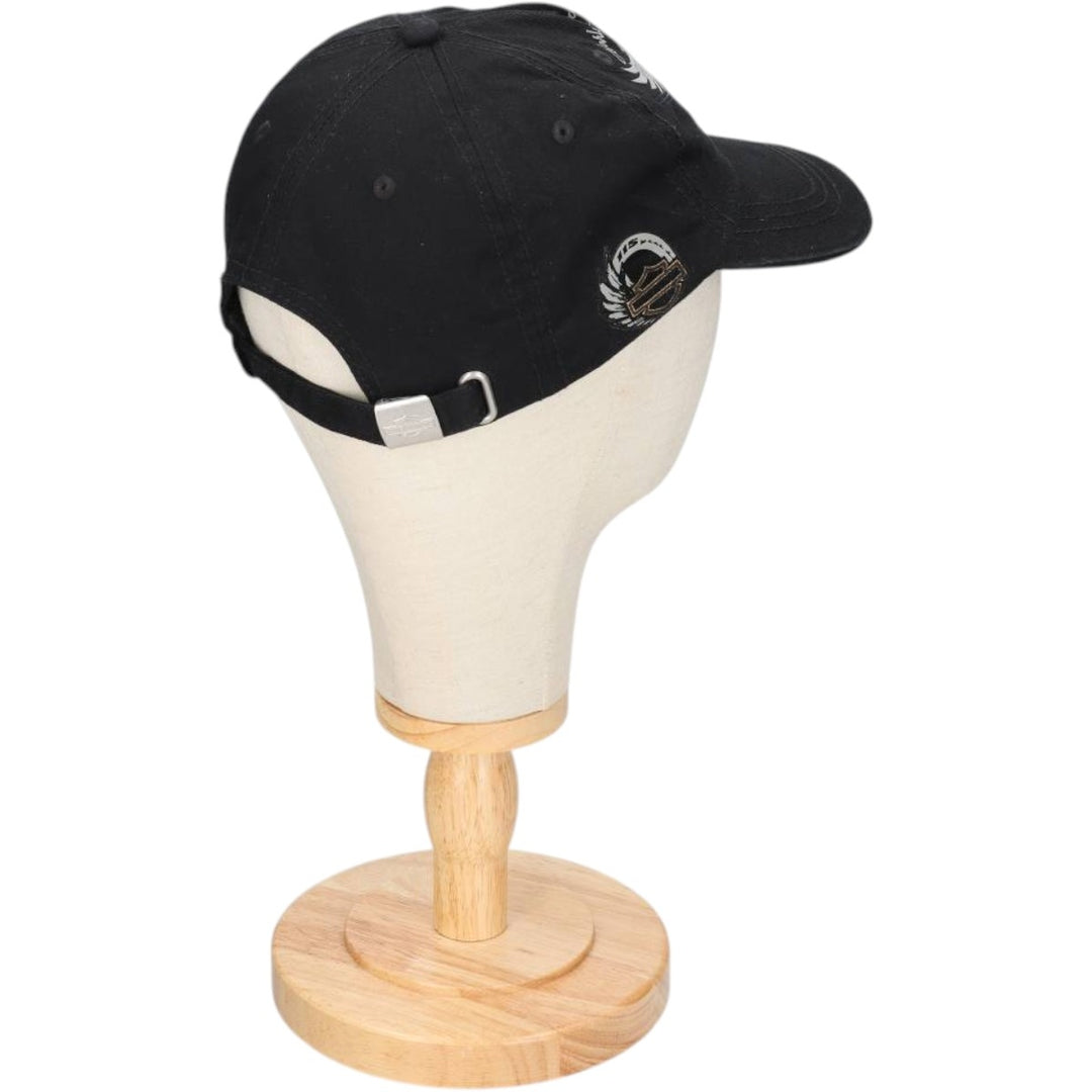 Harley-Davidson Eagle Pattern Baseball Cap, 6-Panel Cap, One Size Fits All cotton black type Vintage Second Hand