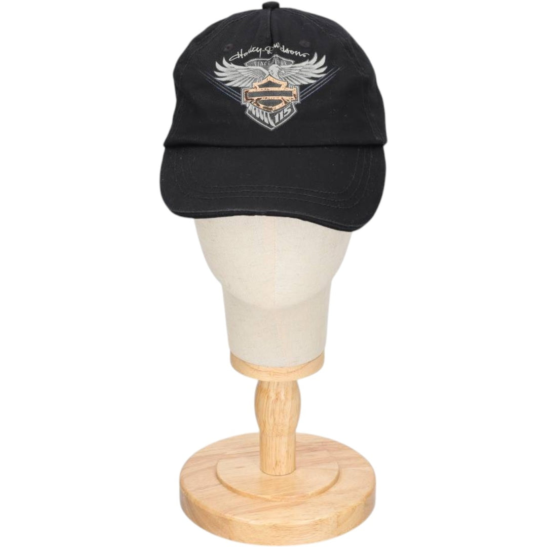 Harley-Davidson Eagle Pattern Baseball Cap, 6-Panel Cap, One Size Fits All cotton black type Vintage Second Hand