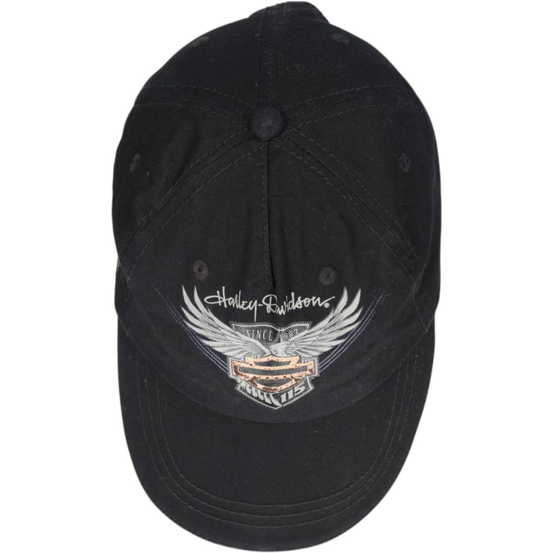 Harley-Davidson Eagle Pattern Baseball Cap, 6-Panel Cap, One Size Fits All cotton black type Vintage Second Hand