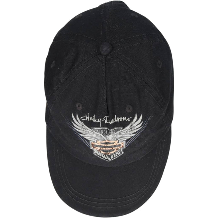 Harley-Davidson Eagle Pattern Baseball Cap, 6-Panel Cap, One Size Fits All cotton black type Vintage Second Hand