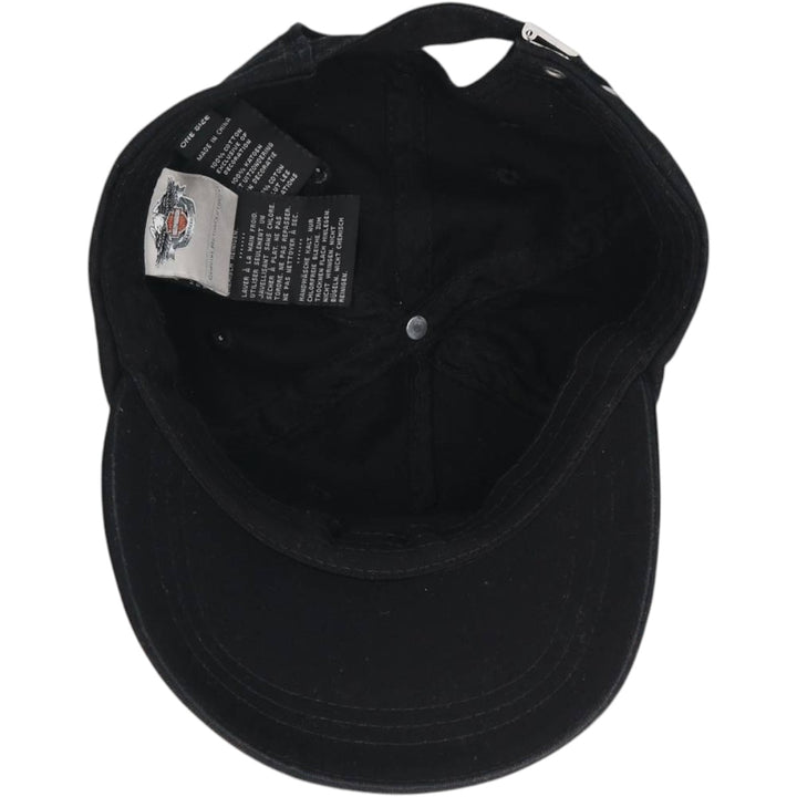 Harley-Davidson Eagle Pattern Baseball Cap, 6-Panel Cap, One Size Fits All cotton black type Vintage Second Hand