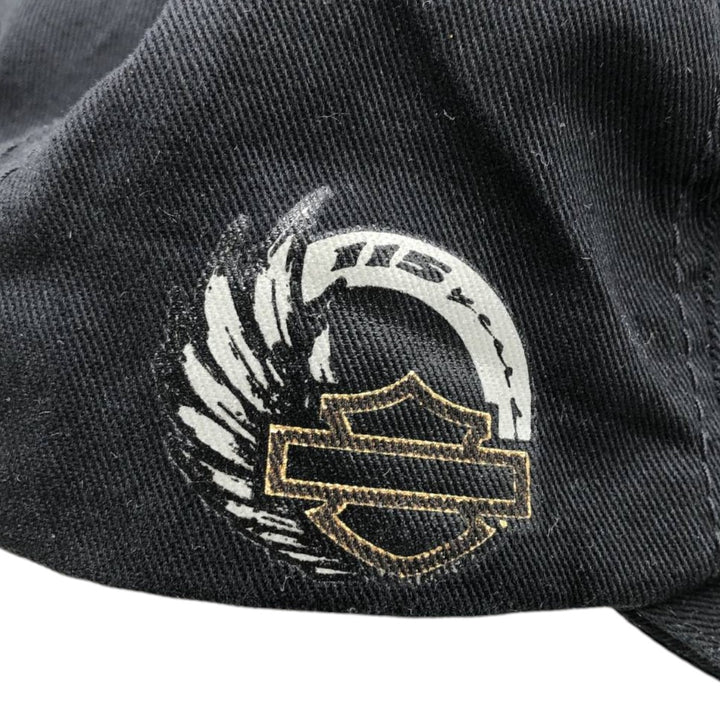 Harley-Davidson Eagle Pattern Baseball Cap, 6-Panel Cap, One Size Fits All cotton black type Vintage Second Hand