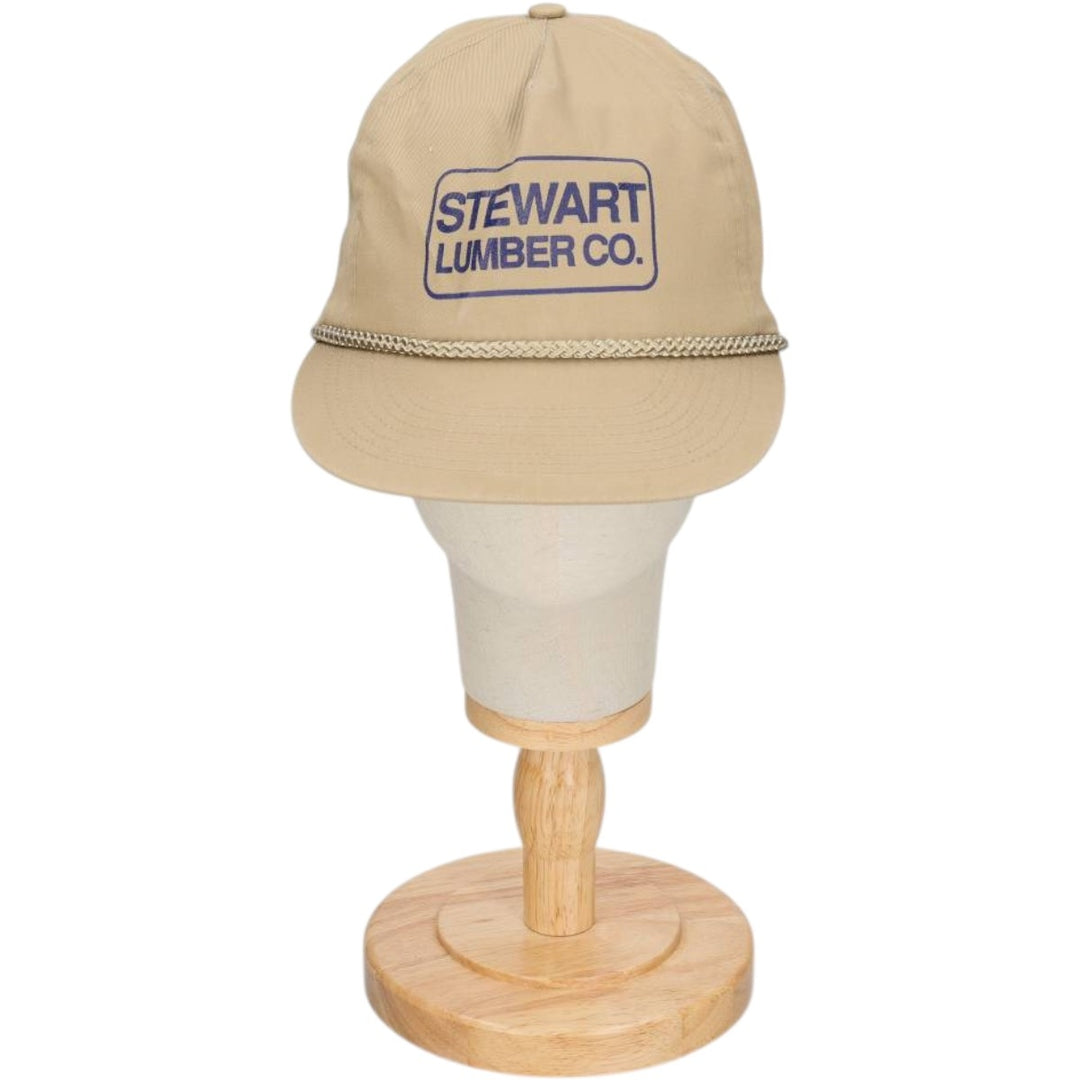STEWART LUMBER CO. Advertising Trucker Cap Baseball Cap (One Size Fits All) polyester Beige type Vintage Second Hand