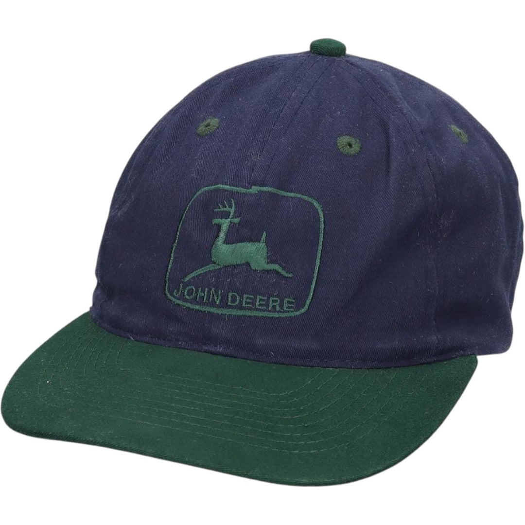 80s-90'S Otto John Deere Two-Tone Baseball Cap, 6-Panel Cap, One Size Fits All, Vintage polyester navy blue type Vintage Second Hand