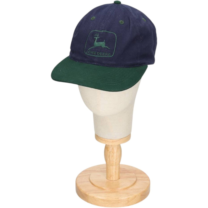 80s-90'S Otto John Deere Two-Tone Baseball Cap, 6-Panel Cap, One Size Fits All, Vintage polyester navy blue type Vintage Second Hand