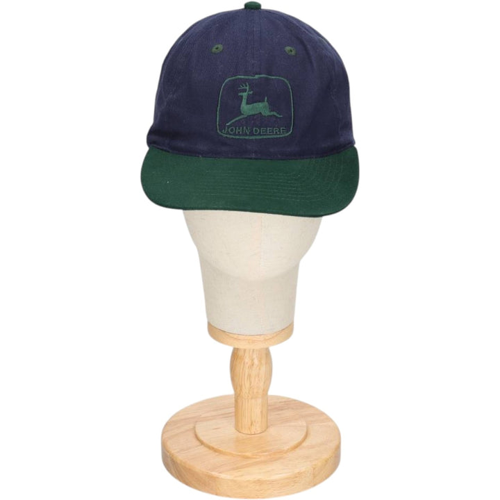 80s-90'S Otto John Deere Two-Tone Baseball Cap, 6-Panel Cap, One Size Fits All, Vintage polyester navy blue type Vintage Second Hand