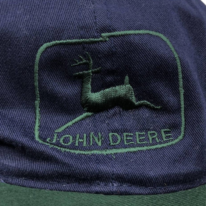 80s-90'S Otto John Deere Two-Tone Baseball Cap, 6-Panel Cap, One Size Fits All, Vintage polyester navy blue type Vintage Second Hand