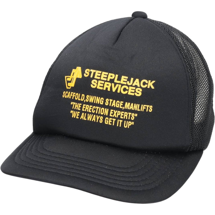 Young An Headwear STEEPLEJACK SERVICES Trucker Cap Advertising Mesh Cap One Size Fits All polyester black type Vintage Second Hand