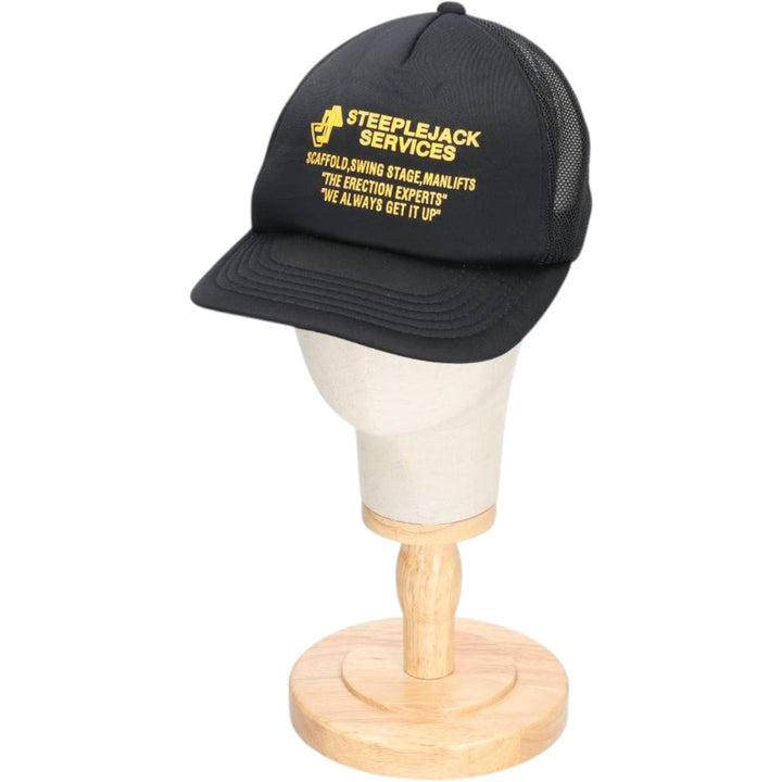 Young An Headwear STEEPLEJACK SERVICES Trucker Cap Advertising Mesh Cap One Size Fits All polyester black type Vintage Second Hand