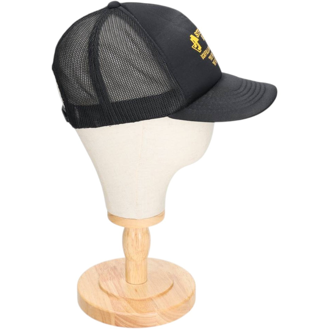 Young An Headwear STEEPLEJACK SERVICES Trucker Cap Advertising Mesh Cap One Size Fits All polyester black type Vintage Second Hand