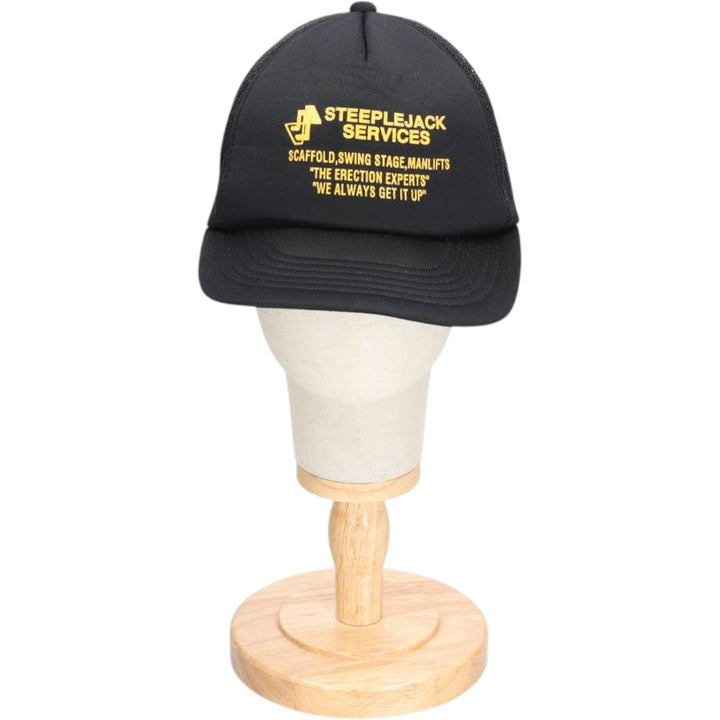 Young An Headwear STEEPLEJACK SERVICES Trucker Cap Advertising Mesh Cap One Size Fits All polyester black type Vintage Second Hand