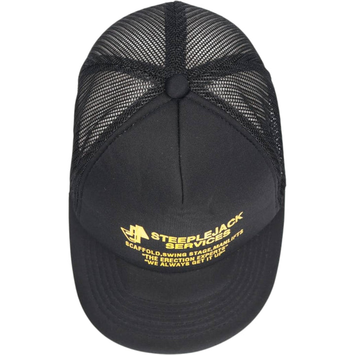 Young An Headwear STEEPLEJACK SERVICES Trucker Cap Advertising Mesh Cap One Size Fits All polyester black type Vintage Second Hand