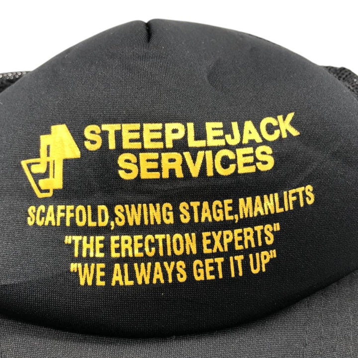 Young An Headwear STEEPLEJACK SERVICES Trucker Cap Advertising Mesh Cap One Size Fits All polyester black type Vintage Second Hand