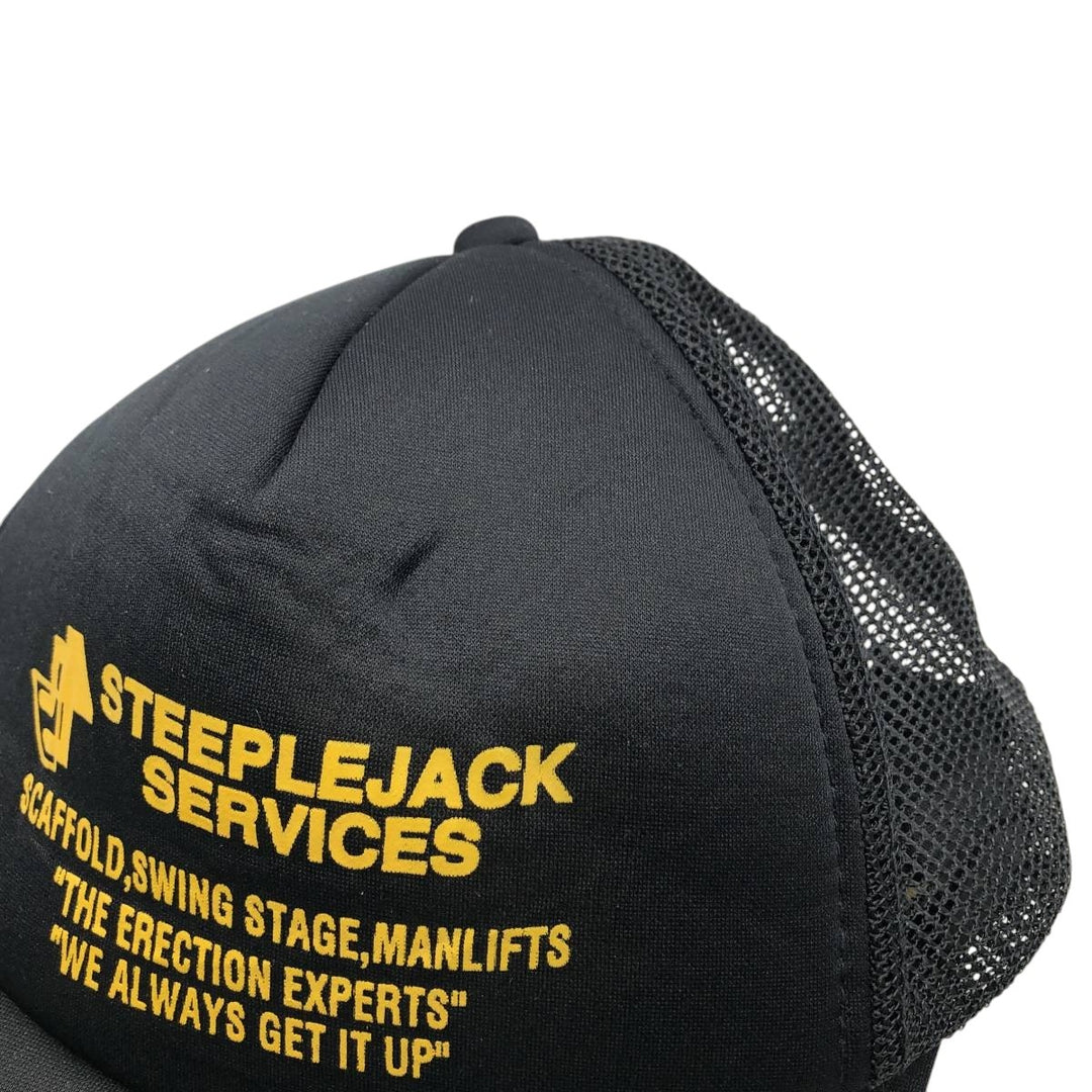 Young An Headwear STEEPLEJACK SERVICES Trucker Cap Advertising Mesh Cap One Size Fits All polyester black type Vintage Second Hand