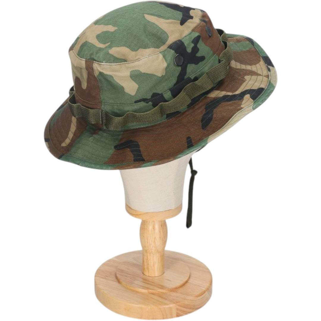 1980'S US Military Issue USAF Camouflage Pattern Ripstop Boonie Hat, Made in USA, Size 7.1 cotton Khaki type Vintage Second Hand
