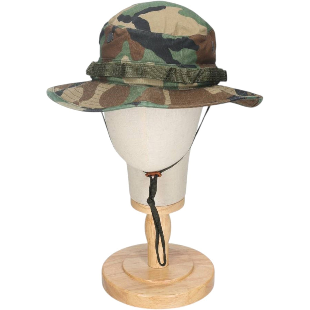 1980'S US Military Issue USAF Camouflage Pattern Ripstop Boonie Hat, Made in USA, Size 7.1 cotton Khaki type Vintage Second Hand