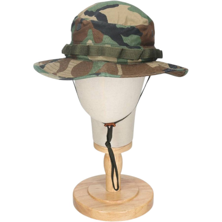 1980'S US Military Issue USAF Camouflage Pattern Ripstop Boonie Hat, Made in USA, Size 7.1 cotton Khaki type Vintage Second Hand