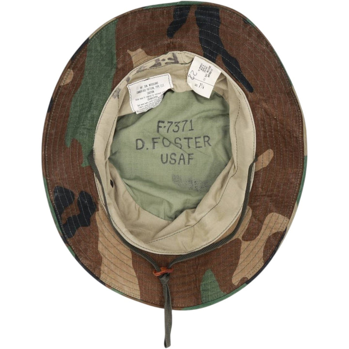 1980'S US Military Issue USAF Camouflage Pattern Ripstop Boonie Hat, Made in USA, Size 7.1 cotton Khaki type Vintage Second Hand