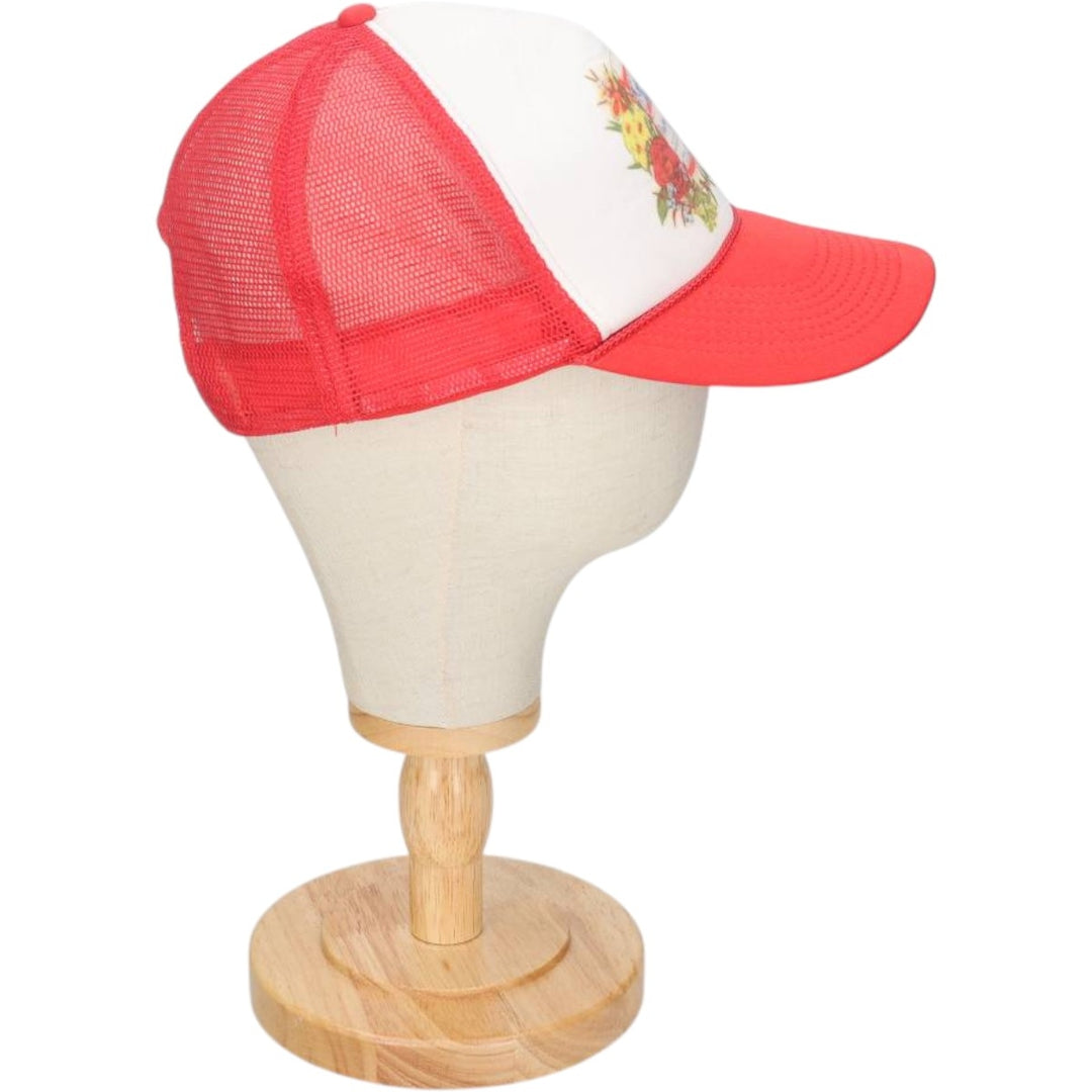 90s-00'S Budweiser Advertising Trucker Cap Mesh Cap, One Size Fits All, Vintage unclear red type Vintage Second Hand