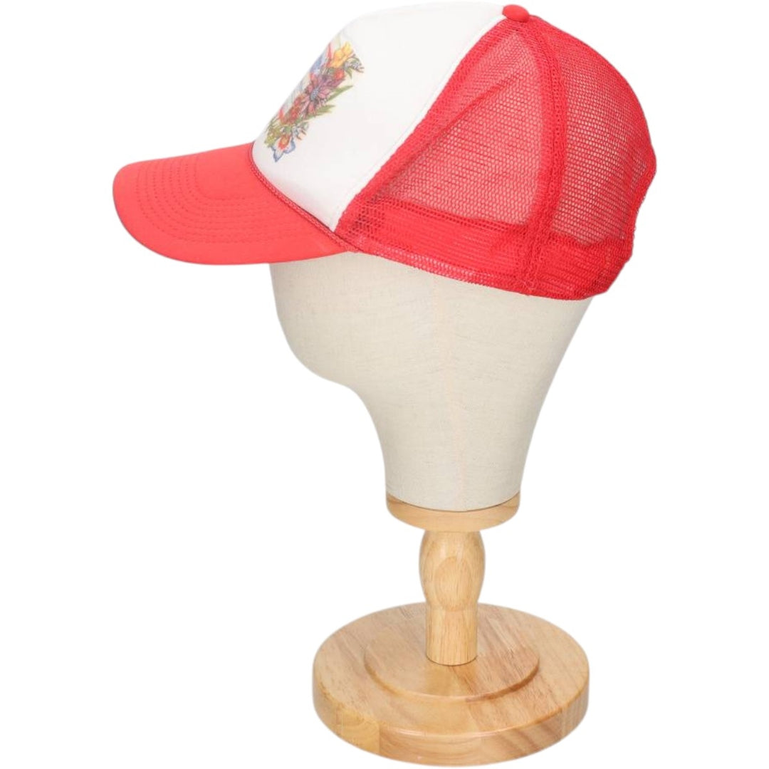 90s-00'S Budweiser Advertising Trucker Cap Mesh Cap, One Size Fits All, Vintage unclear red type Vintage Second Hand