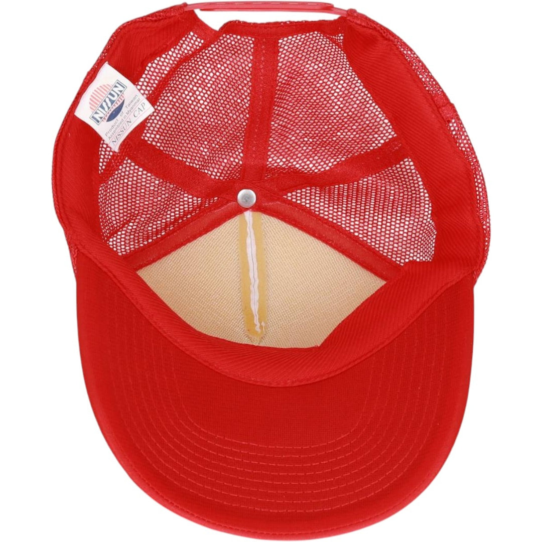 90s-00'S Budweiser Advertising Trucker Cap Mesh Cap, One Size Fits All, Vintage unclear red type Vintage Second Hand