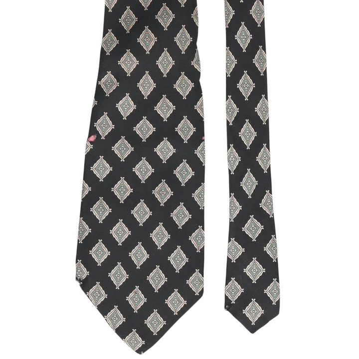 Tie Rack by Leonardo Strelli, featuring a diamond pattern and floral design, made in Italy. silk black type Vintage Second Hand