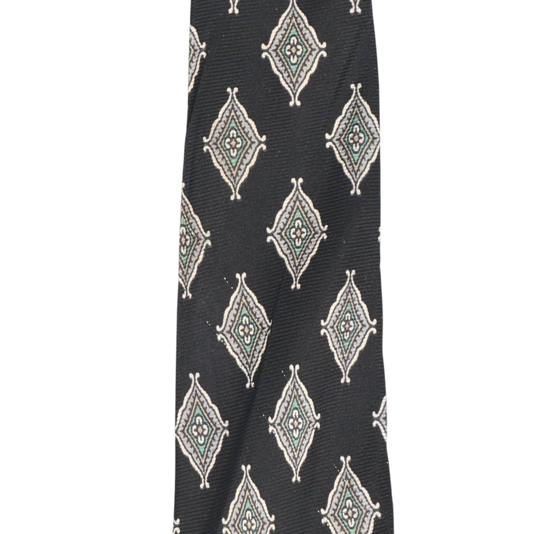 Tie Rack by Leonardo Strelli, featuring a diamond pattern and floral design, made in Italy. silk black type Vintage Second Hand