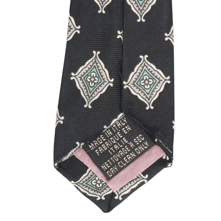 Tie Rack by Leonardo Strelli, featuring a diamond pattern and floral design, made in Italy. silk black type Vintage Second Hand