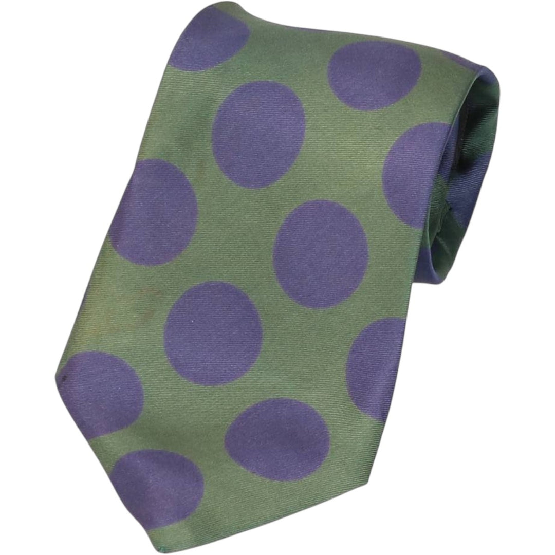 Angelo Bosani polka dot pattern tie, made in Italy. silk green type Vintage Second Hand