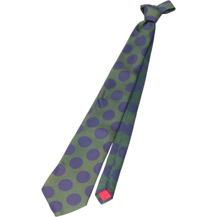 Angelo Bosani polka dot pattern tie, made in Italy. silk green type Vintage Second Hand
