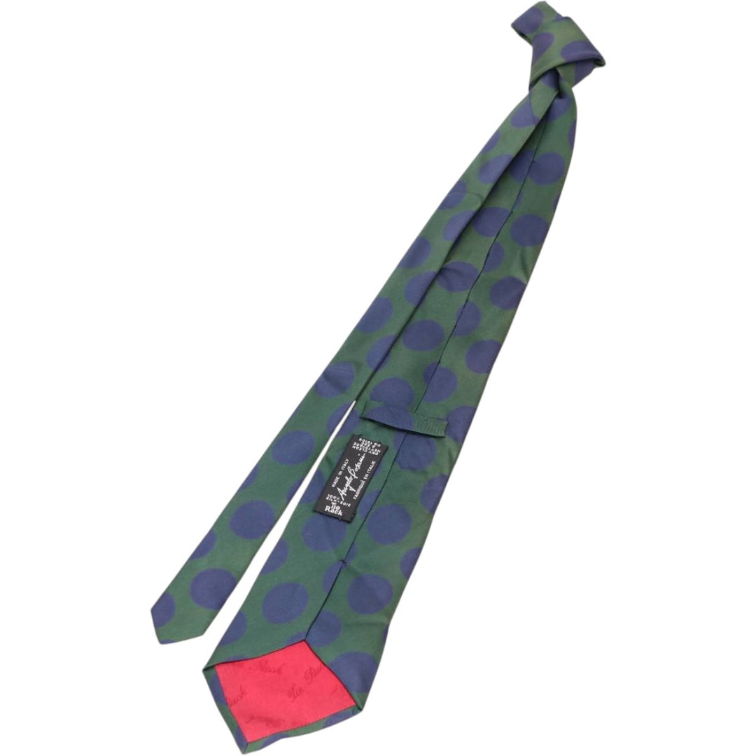 Angelo Bosani polka dot pattern tie, made in Italy. silk green type Vintage Second Hand