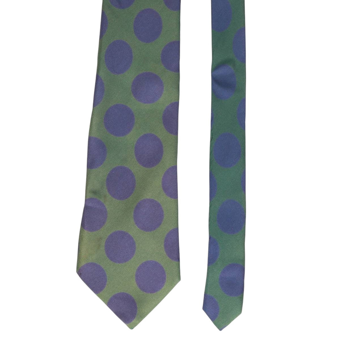 Angelo Bosani polka dot pattern tie, made in Italy. silk green type Vintage Second Hand