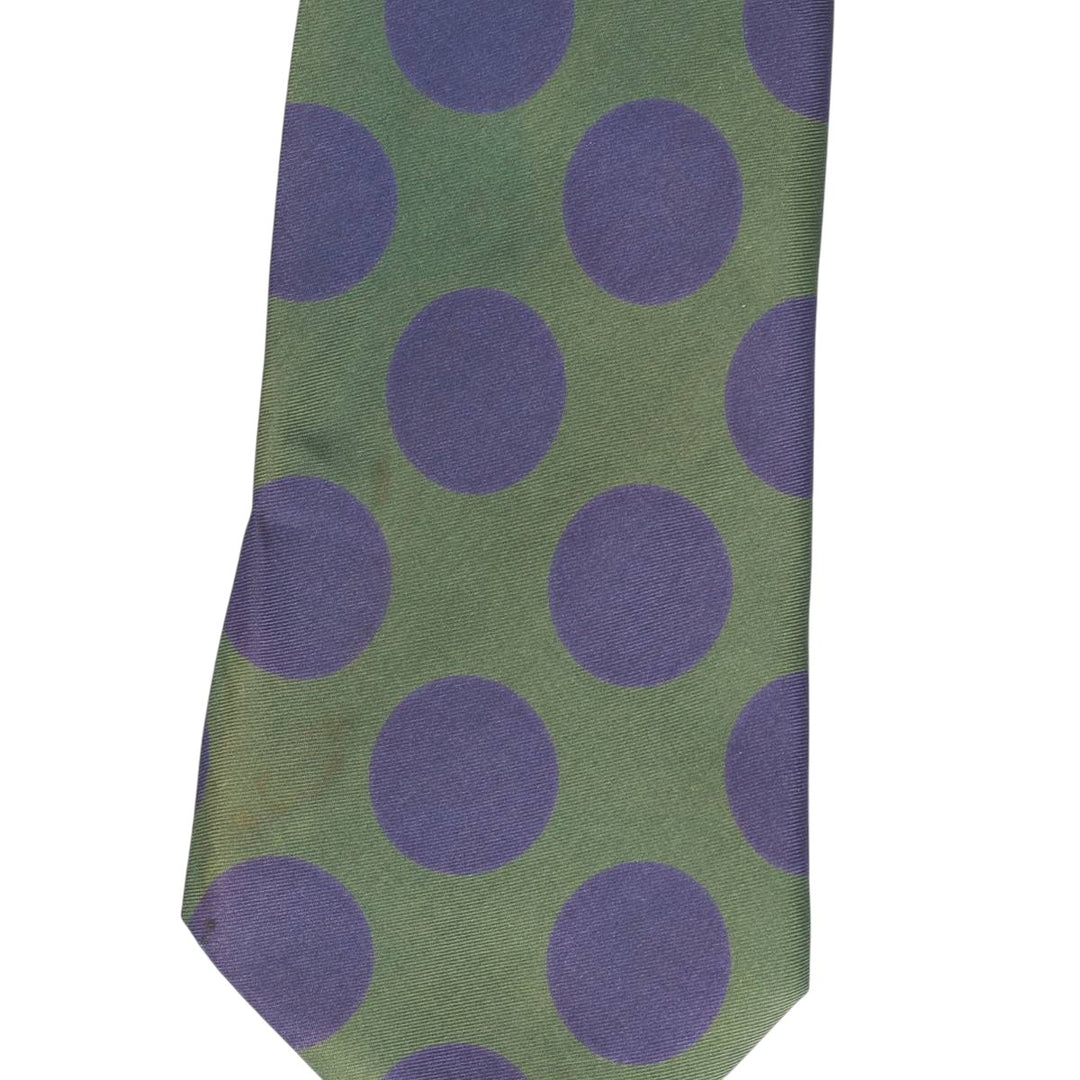 Angelo Bosani polka dot pattern tie, made in Italy. silk green type Vintage Second Hand